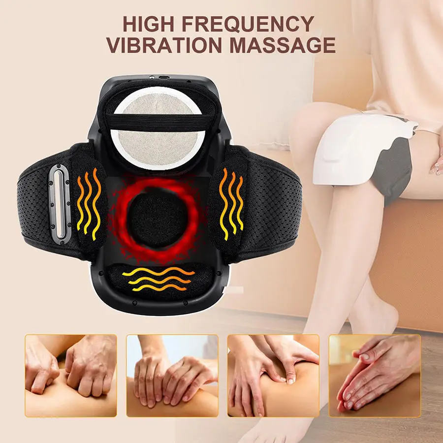 Adjustable Vibration Cordless 3 in 1 Heated Knee Pad Brace Warmer Circulation Therapy Pain Relief Electric Heated Knee Massager