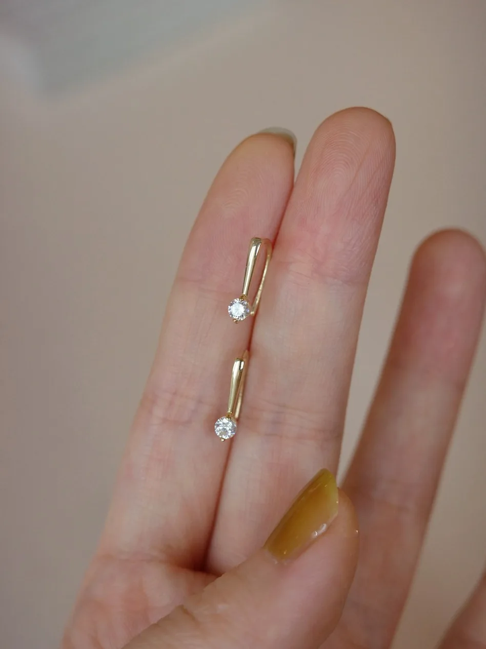 14k Gold Plating Sparkling Zircon Simple Geometry Earrings 925 Sterling Silver Cz Wedding Earrings Jewelry