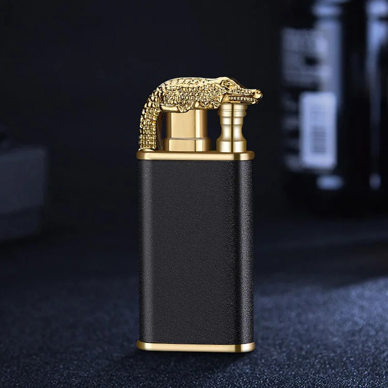 2023 Creativity Frosted Crocodile/Dolphin Model Butane Lighter Double Flame Cigarette Lighter Custom Logo