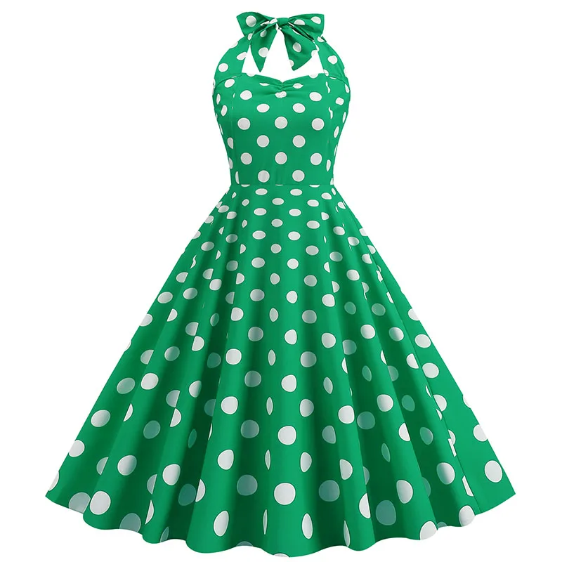 Wholesale Retro Polka Dots Print Summer Dress for Women