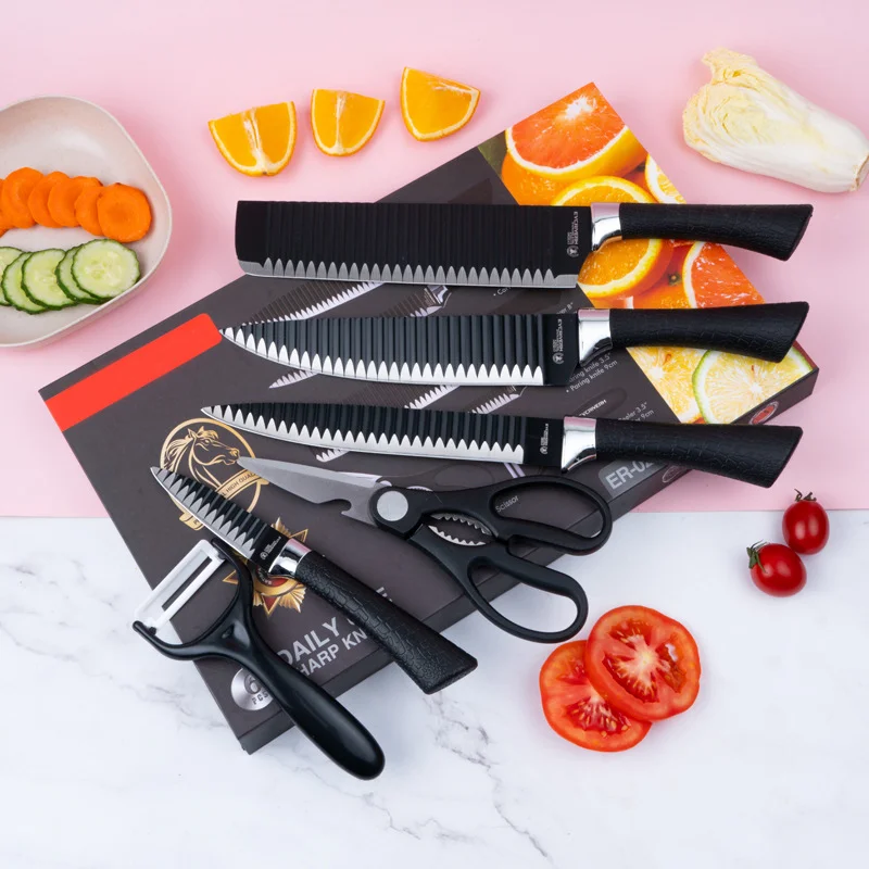 Everich Stainless Steel Kitchen Knife Set 6 Black - ER-0238A