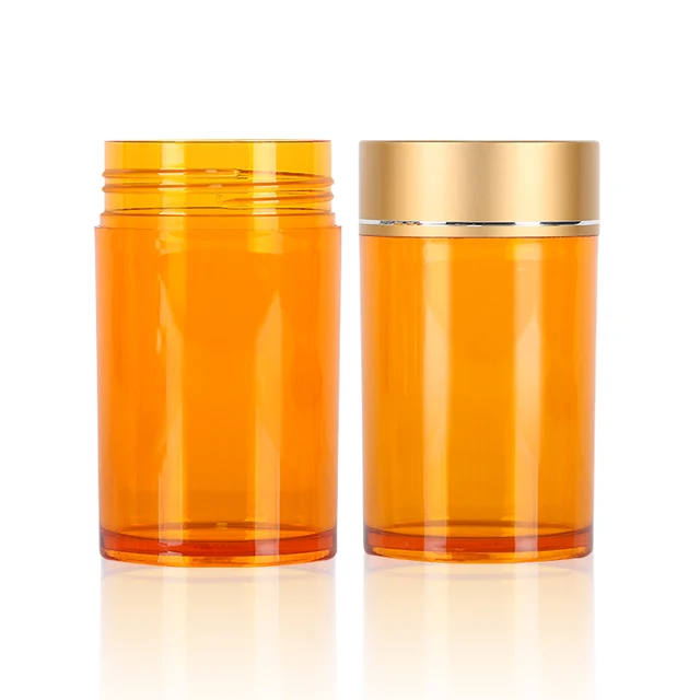 200ml PET Orange Food Grade Customize Colour Plastic Bottle with Custom Cap for Vitamin/ Supplement/ Capsule/ Tablet/ Pharmacy