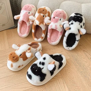 Fashion Women's Colorful Painting   Plush Slippers Women's  Indoor Winter Non-slip Indoor Home Shoes for Women