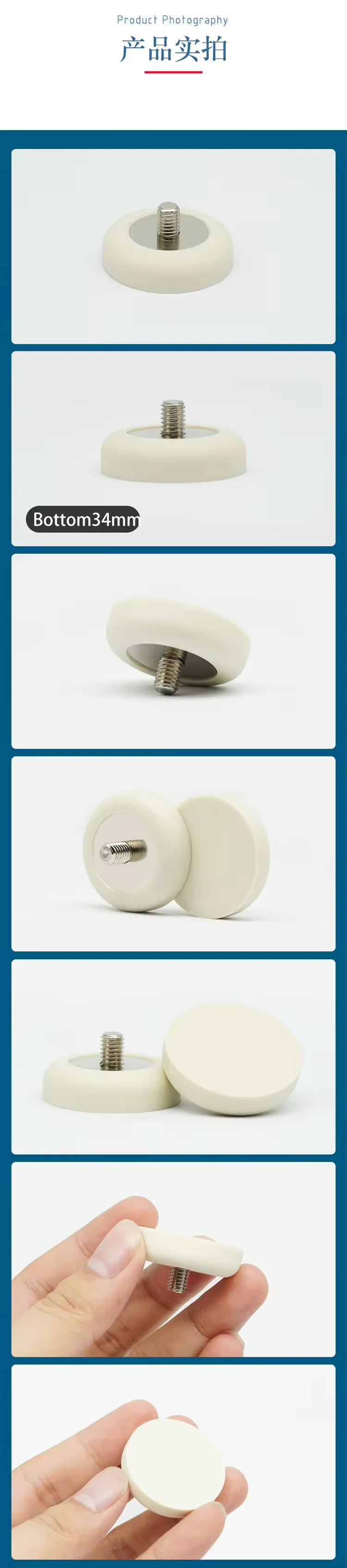 product strong mounting magnets female  external threaded stud cup white rubber coated pot neodymium magnet-61