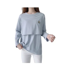 Solid Care Pregnant Women Top Short Sleeve Breastfeeding Shirt