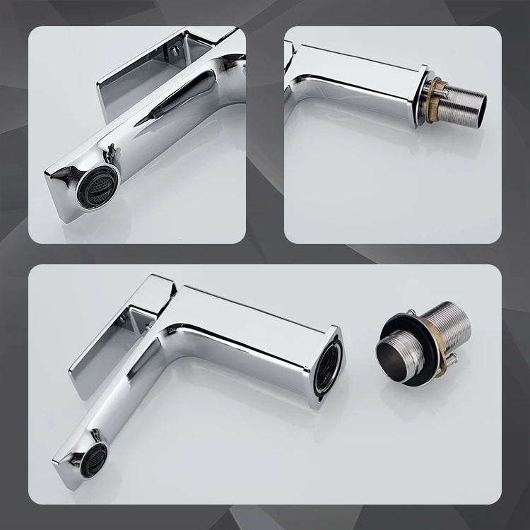 SANIPRO Moden Simple Design Deck Mounted Hot and Cold Water Mixer Wash Basin Faucet Brass Bathroom Taps