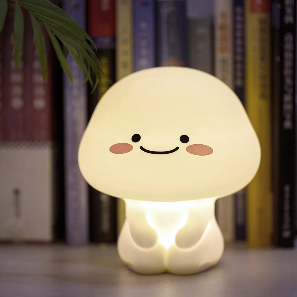 Rechargeable Cute Led Quby Night Sleep Light Lamp Smiley Baby Silicone Pat Night Light for Kids Room