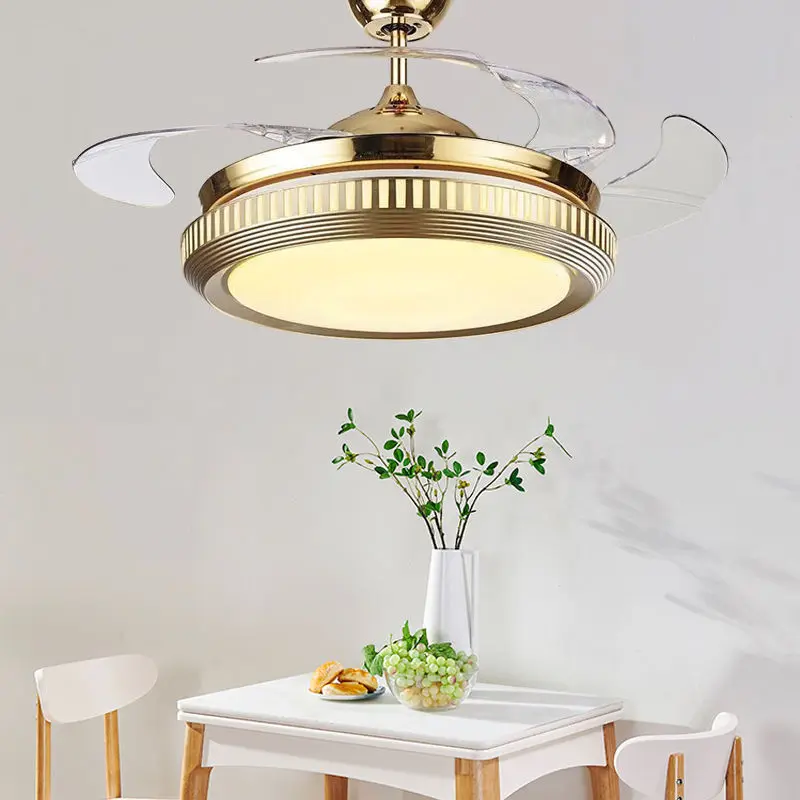 Decorative Invisible Ceiling Fan Light with Hidden Blades Remote Control for Living Room
