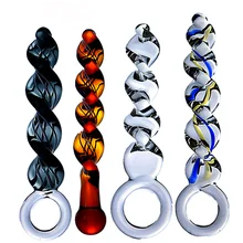 Masturbator Realistic Dildo Penis Large G-spot Adult Sex toys Dual Head Crystal Glass Anal Butt Plug With Ring for Woman Female