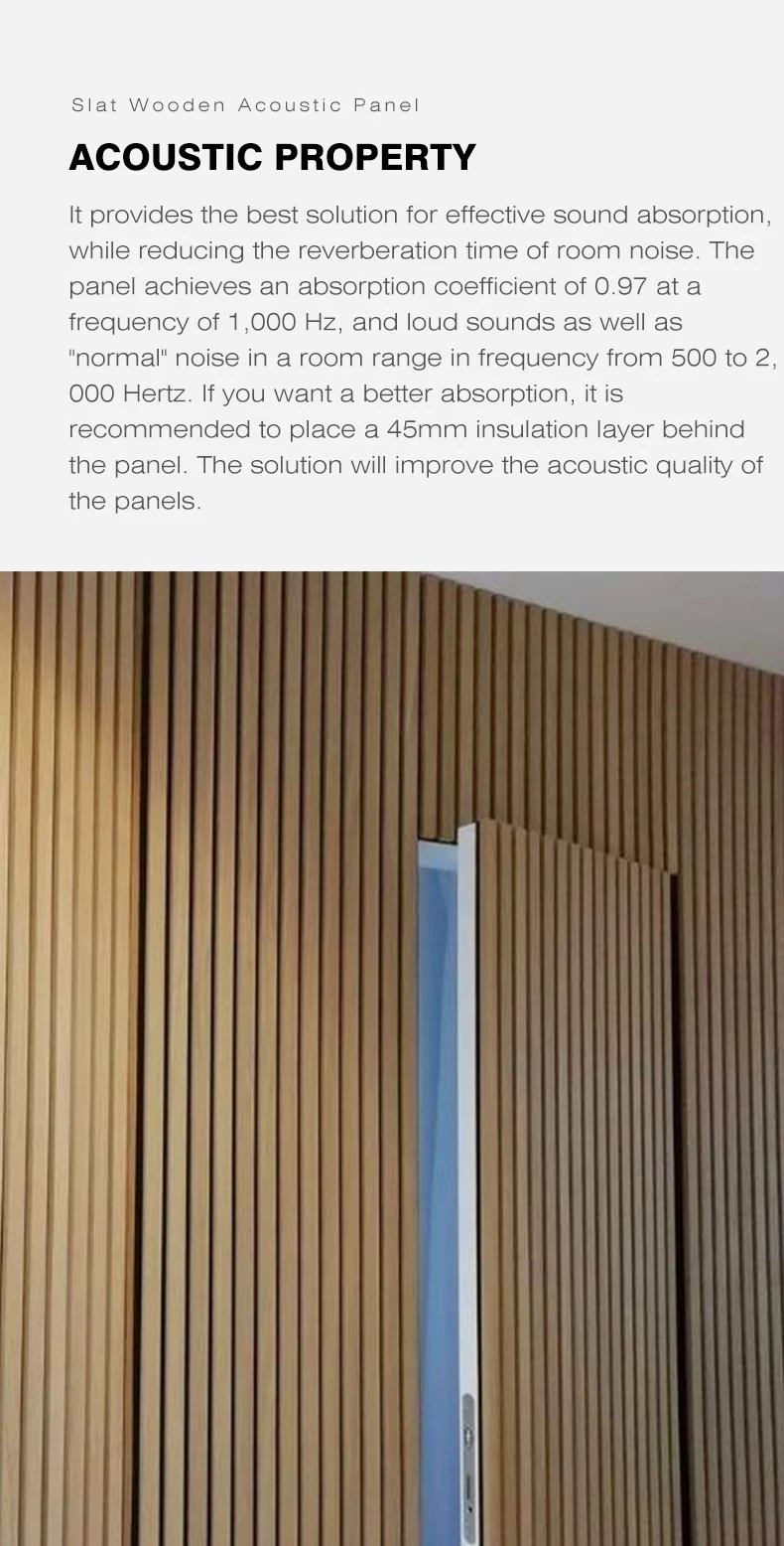 wooden panel wall decor Mdf Composite Akupanel Wall slatted soundproof Acoustic Slat Panel details