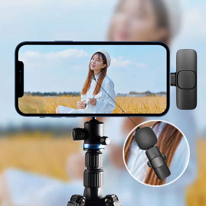 Portable Mini Wireless Lavalier Microphone for Smartphone Pocket Lavalier Microphone Clip Small Microphone for Phone Computer