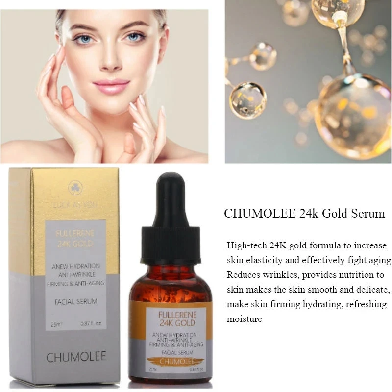 CHUMOLEE Moisturizing Hydrating Anti Aging Firming Anti Wrinkle Fullerene 24K Gold Facial Serum 25ml