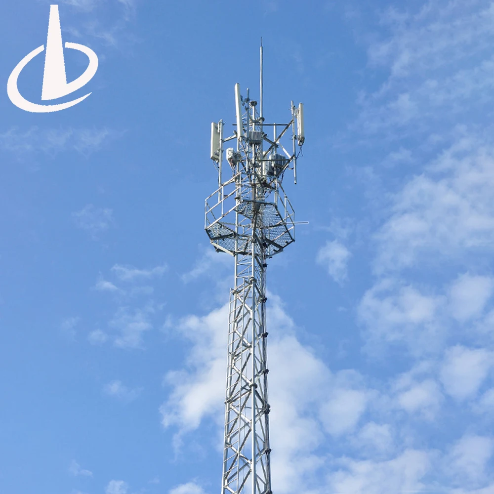 Mobil Cell Site Signal Transmission Telecom Triangle Steel Pole Guyed Communication Tower factory