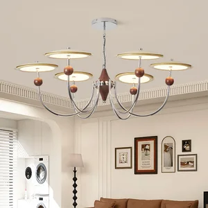 JANCKSUN New French Cream-Style Lighting Vintage Flying Saucer Italian Eye-Protecting Main Hall Light Retro-Style Chandelier