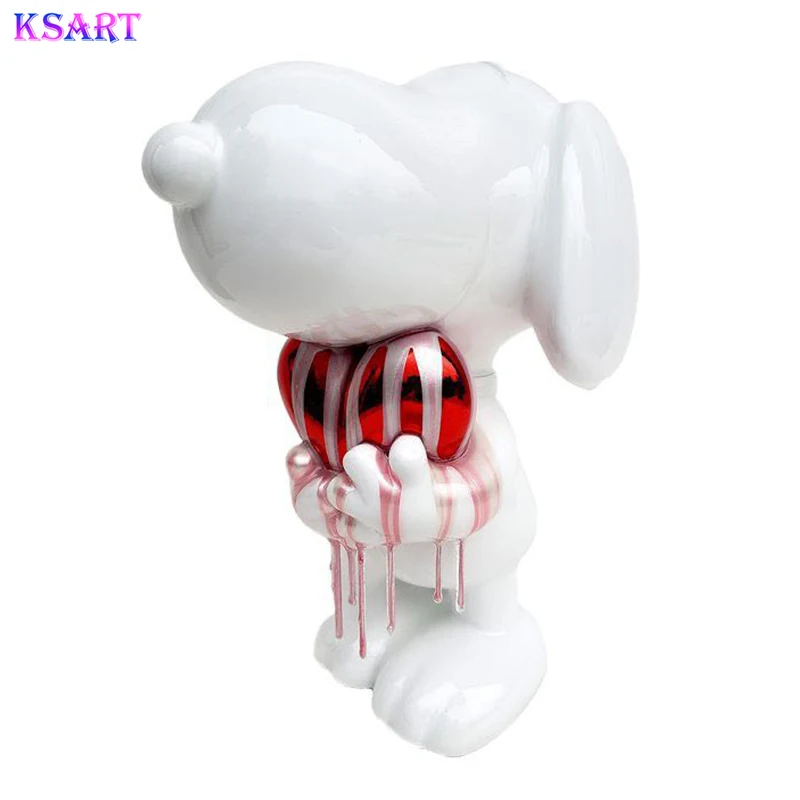 Customizable Modern Design Cartoon Resin Sculpture Snoopy Doll Life-size Fiberglass Dog Sculpture Creative Cartoon Anime Theme