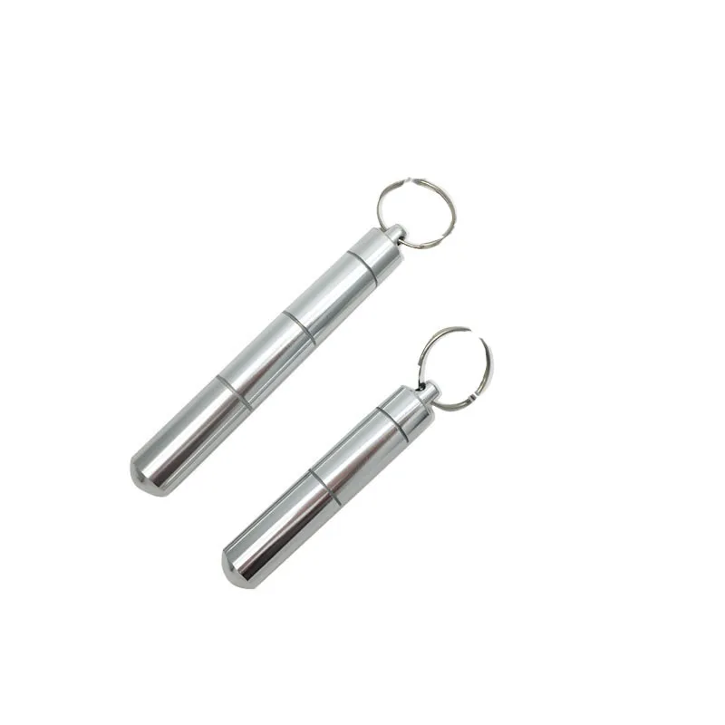 Портативный органайзер с отсеками, алюминиевый контейнер для хранения лекарств, водонепроницаемый металлический дорожный контейнер для таблеток, контейнер-держатель, брелок