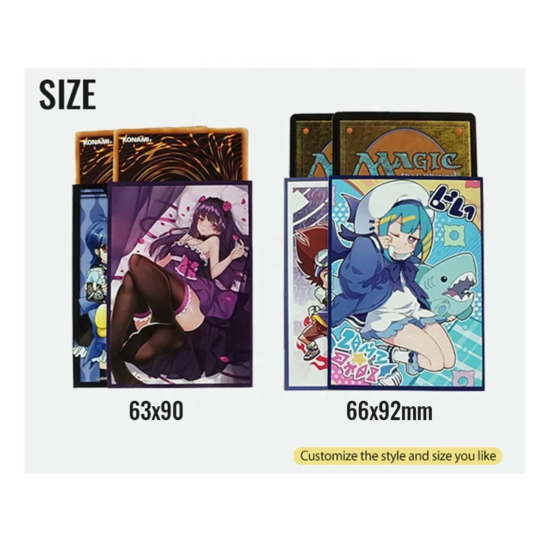 Cute Anime Girl Card Sleeves MTG Yugioh Size Fundas Impresas Para Tarjetas  De Juegos Custom Holographic Art Printed Card Sleeves