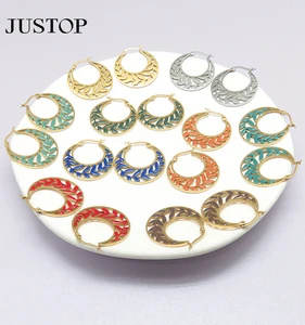 Wholesale Simple Design round Stainless Steel Hoop Earrings Trendy Fashion Jewelry in Multi-Color for Young Girls Gift