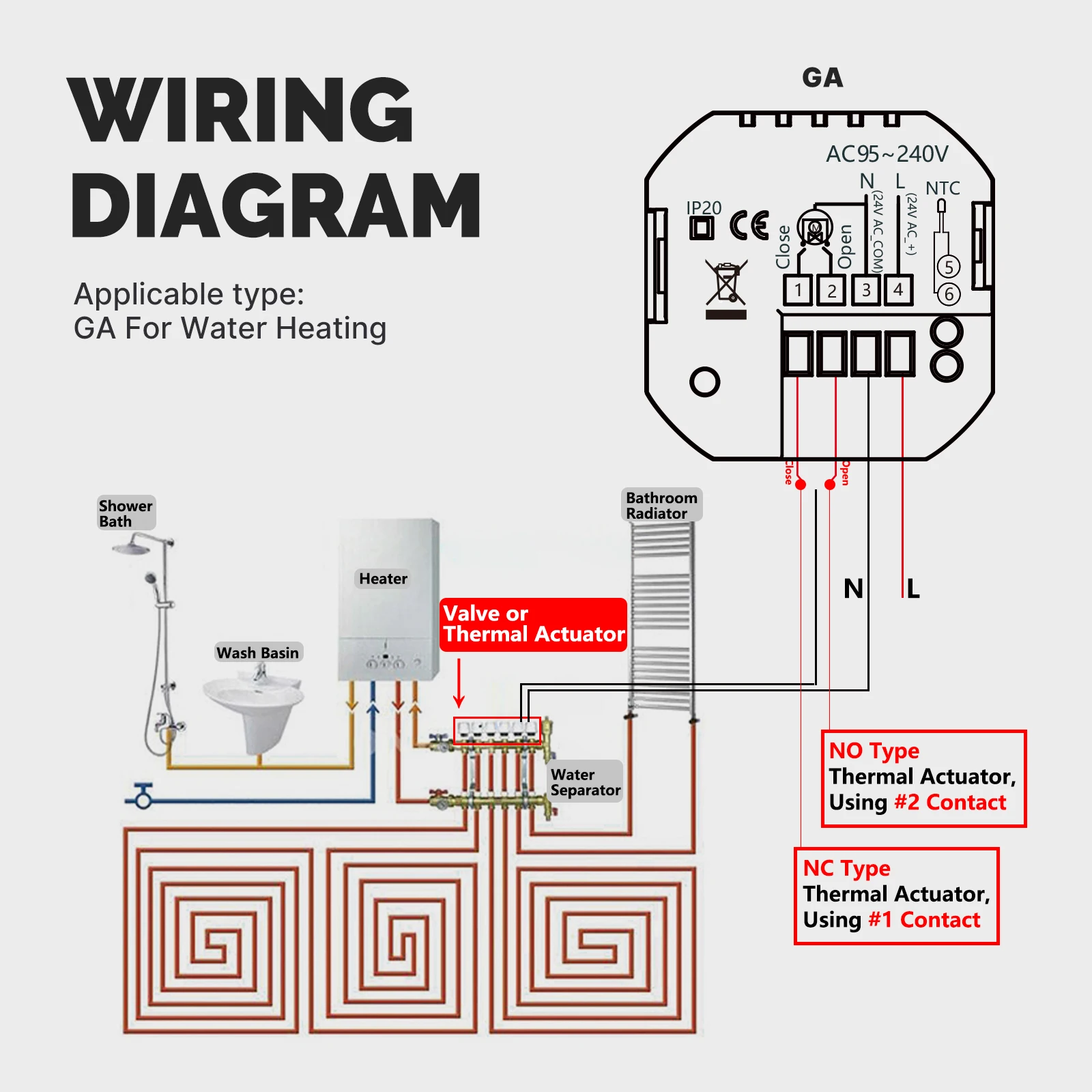 WiFi Programmable Thermostat Room Temperature Controller for Water/  Electric /Gas /Boiler floor Heating