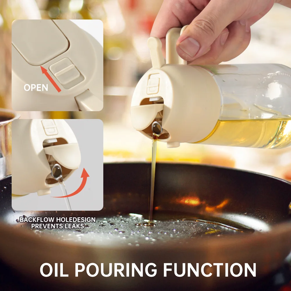 Multi-Functional Kitchen Accessory 2 in 1 Glass Oil Dispenser and Oil Sprayer Kitchen Cooking Oil Spray Bottle for Easy Cooking