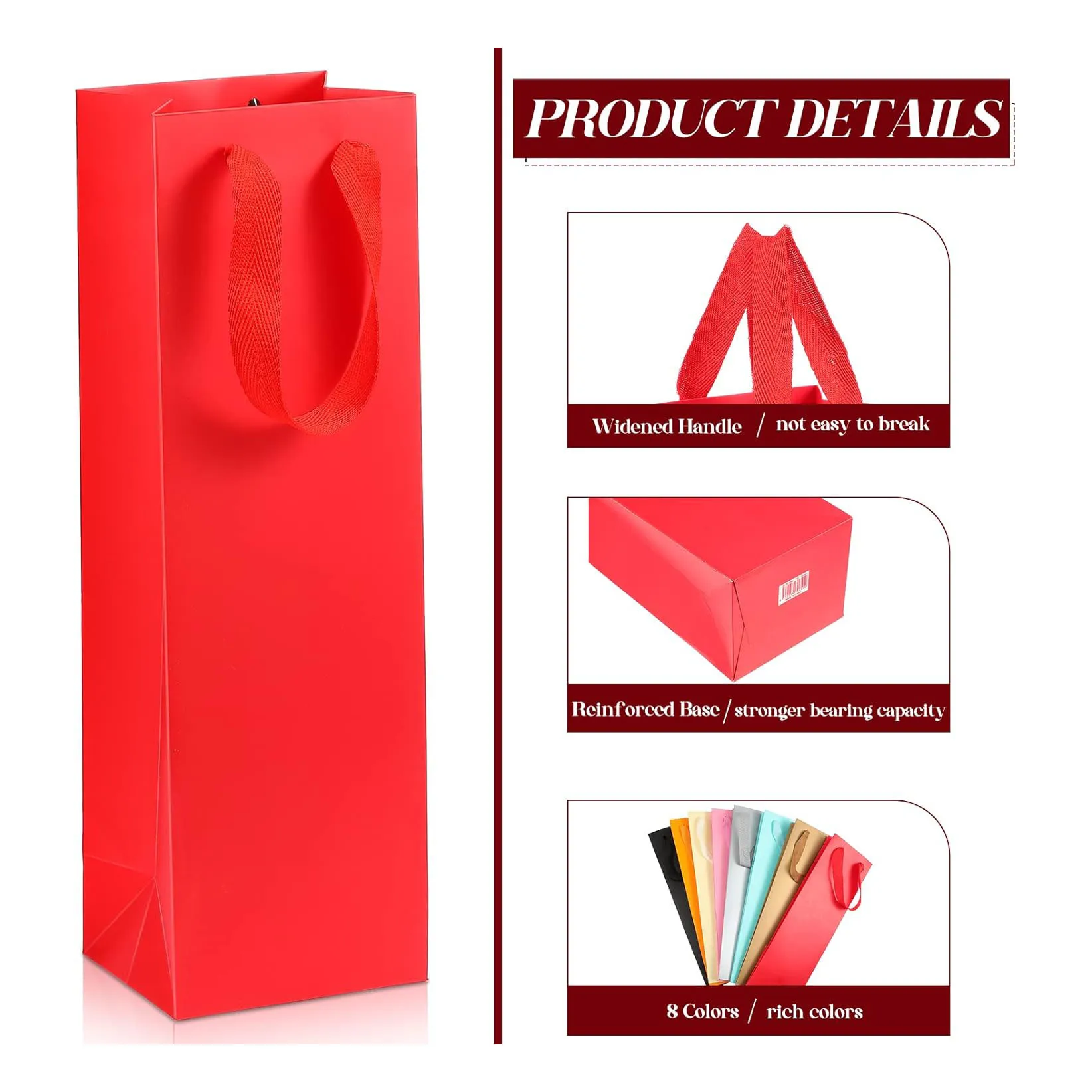 Colorful wine single bottle with handle weddings birthdays christmas party supplies custom red wine paper bag