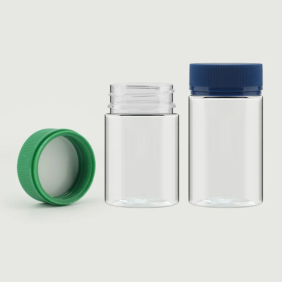 Pots en plastique mats givrés 4 oz à grand goulot avec couvercle métallique pour capsules