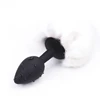 black anal plug  white rabbit tail