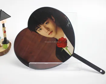 Wholesale Custom Kpop Double Side Printed Heart Shape plastic transparent Circular Picket kpop hand fan for Idol Collection