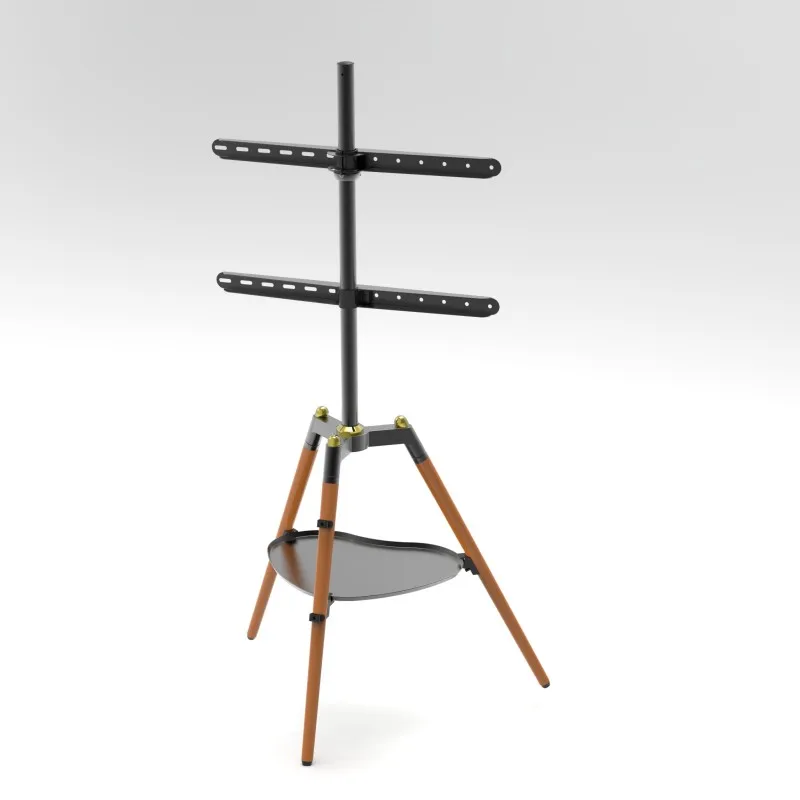 Multifunctional Artistic TV Stand Display Racks Easel Floor TV Mount Tripod Wood Leg With a Love Tray TV Bracket