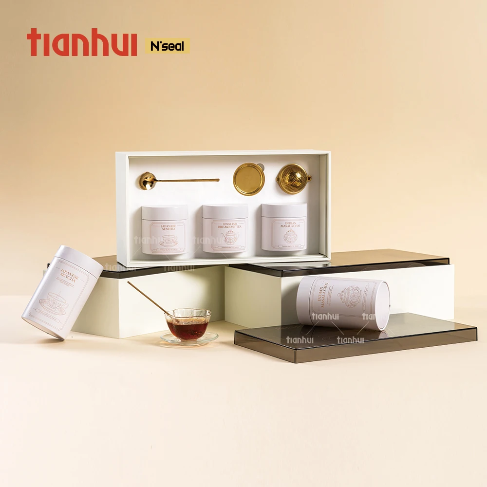 علبة شاي دائرية محكمة الغلق من تيانهوي، علبة صغيرة على شكل أسطوانة من القصدير
