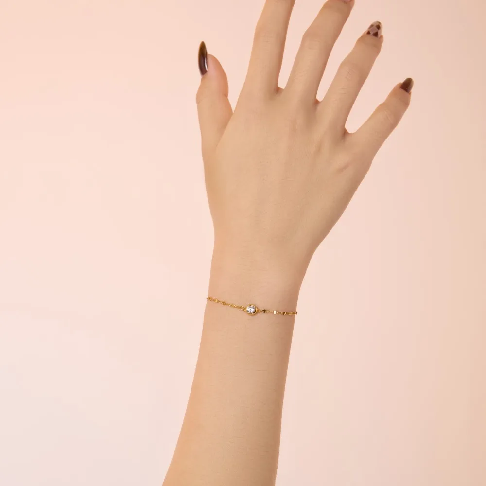 KAKODIY Exquisite Simple Design Jewelry 925 Sterling Silver Rhodium Plated 18K Gold Plated Lip Chain Round 5A Zirconia Pendant Bracelet Women detail 7