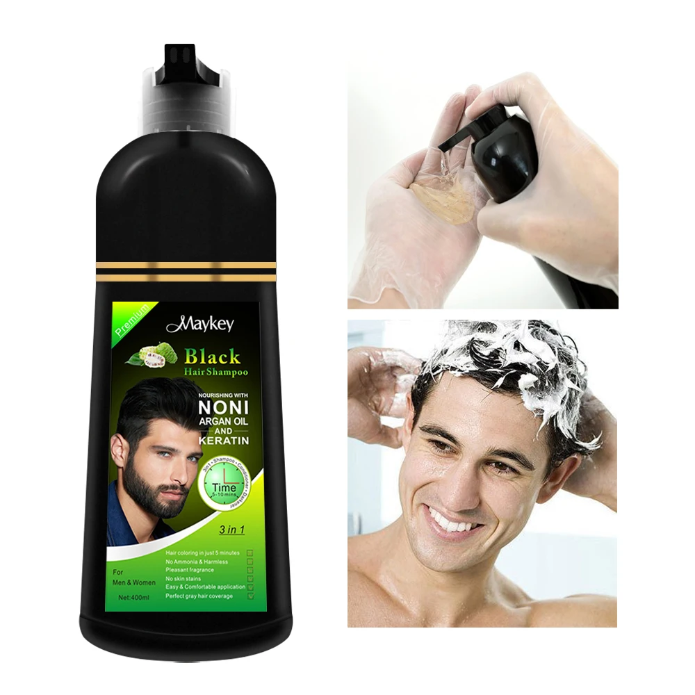 Maykey Home Use 400ml Instant Gray Root Coverage Hair Color  Cover up White Hair Colour Dye Shampoo