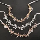 SLBRIDAL Handmade Opal Crystal Rhinestones Pearls Wedding Hair accessories Hair Vine Bridal Headband Bridesmaids Women Jewelry