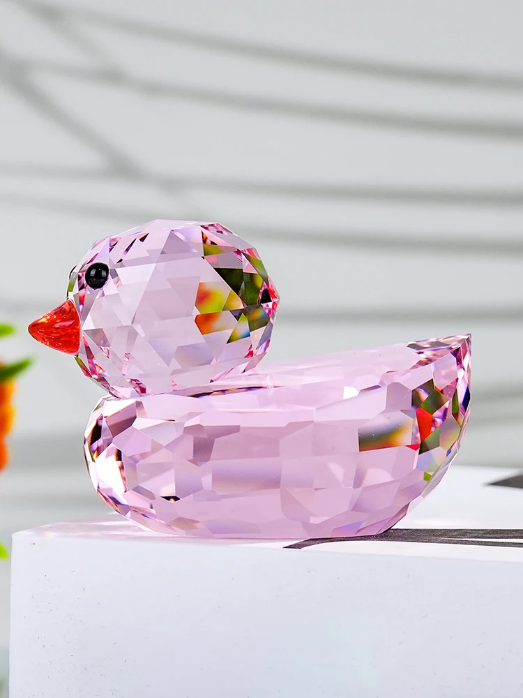 Cute Little Yellow Duck K9 Crystal Decoration Polished Glass Cube with Etched Design Wedding Return Gifts for Home Decor factory