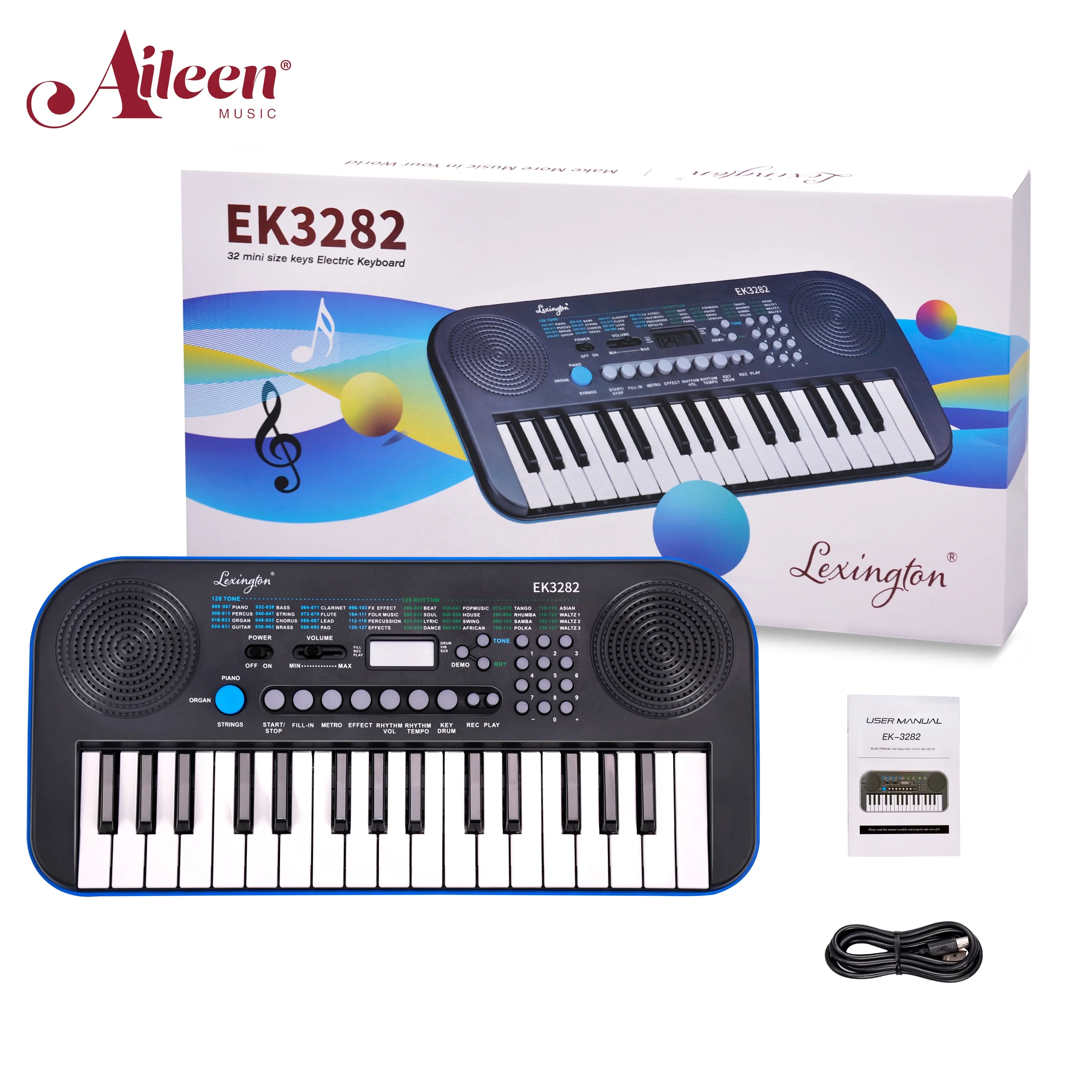 32鍵子供用教育電子音楽キーボード（LCDディスプレイ付き）（EK3282