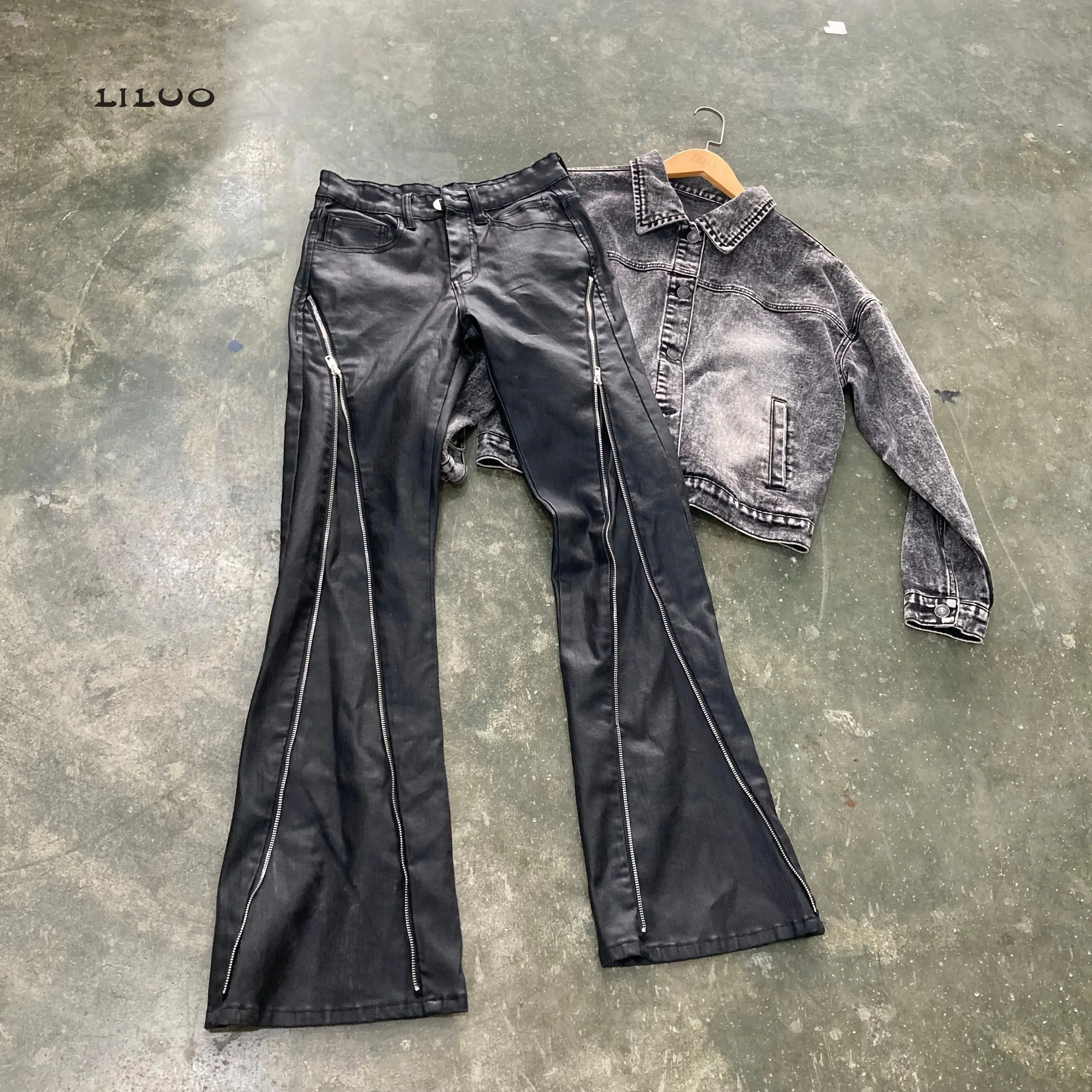 【送料関税込】ASTT WAXED DARK FLARE DENIM Wornstar Clothing Hellraiser Side Laced Waxed Denim Jeans