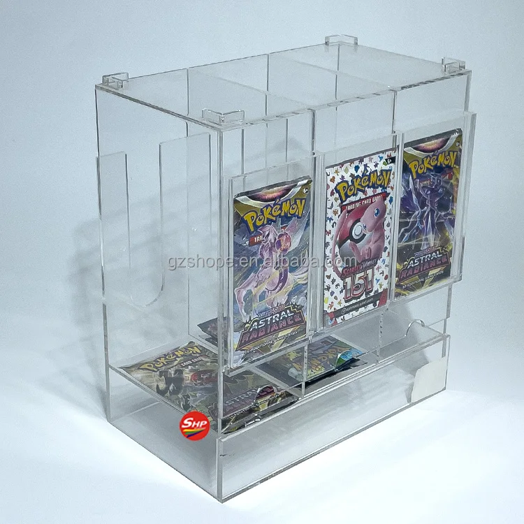 SHP Acrylic 3 Slot Pack Card Dispenser Case for Pokemon TCG MTG Yugiho Card Acrylic Booster Pack Dispenser Display Box SHP Acrylic 3 Slot Pack Card Dispenser Case for Pokemon TCG MTG Yugiho Card Acrylic Booster Pack Dispenser Display Box