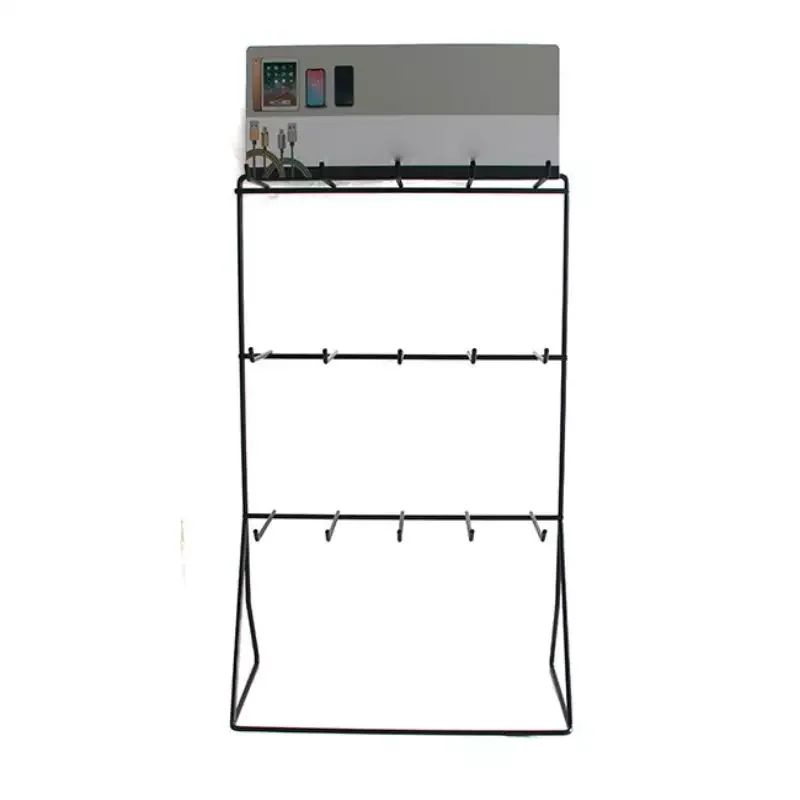 Keychain Display Rack Metal Counter Top Display Racks 3 Tier Charging Cable Display Stand Battery Rack