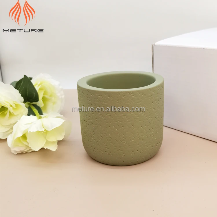 5 Oz Small Rough Cement Candle Jars In Stock White Blush Olive Green