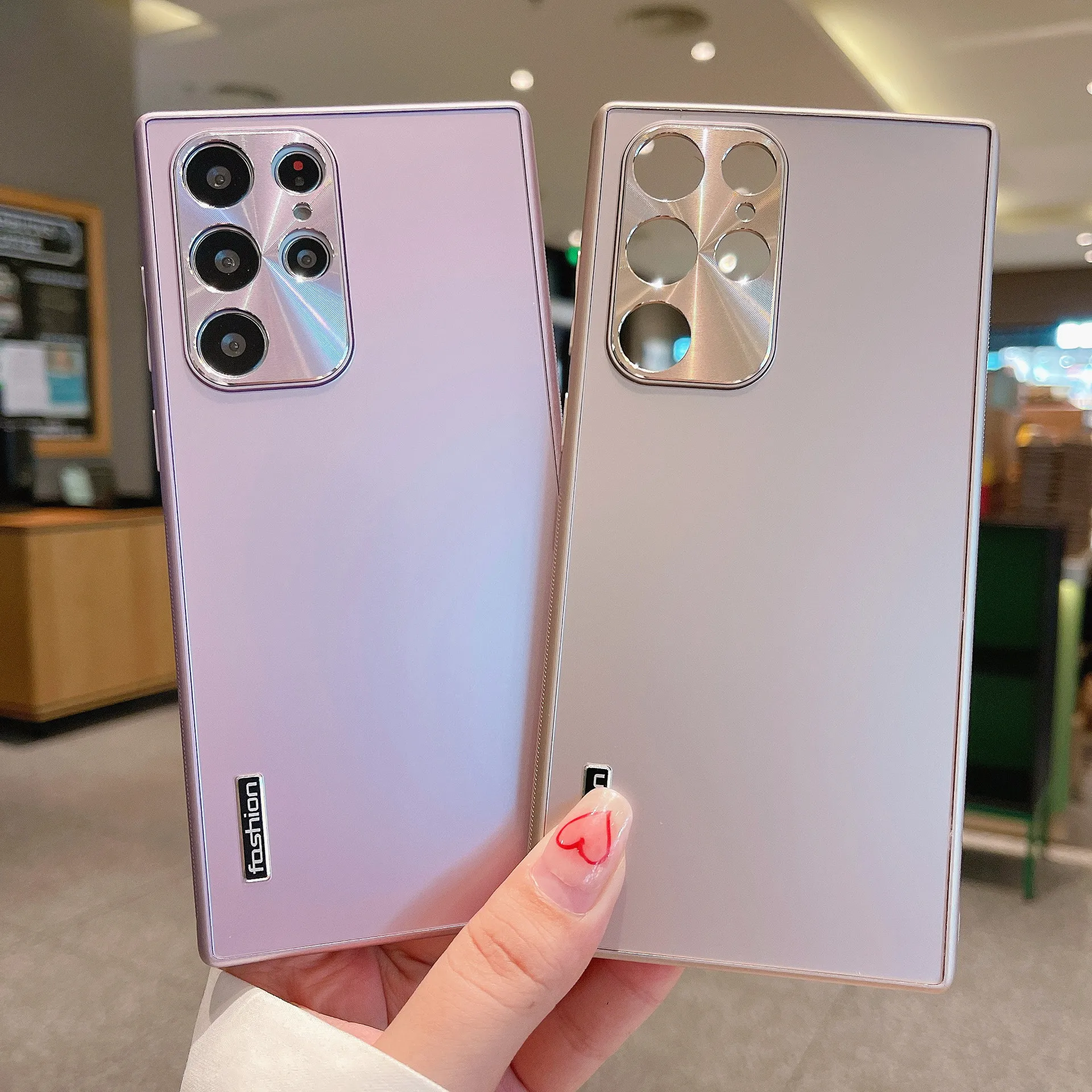 Fashion Metal Hard PC Plating Phone Case For Samsung S24 With Camera Lens Protector For Samsung Galaxy S24 S23 S22 Ultra S21Plus