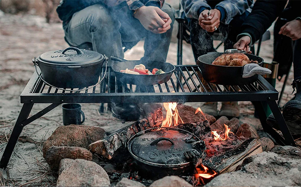 Lot45 lot45 dutch oven camping cooking set 7pc cookware - cast