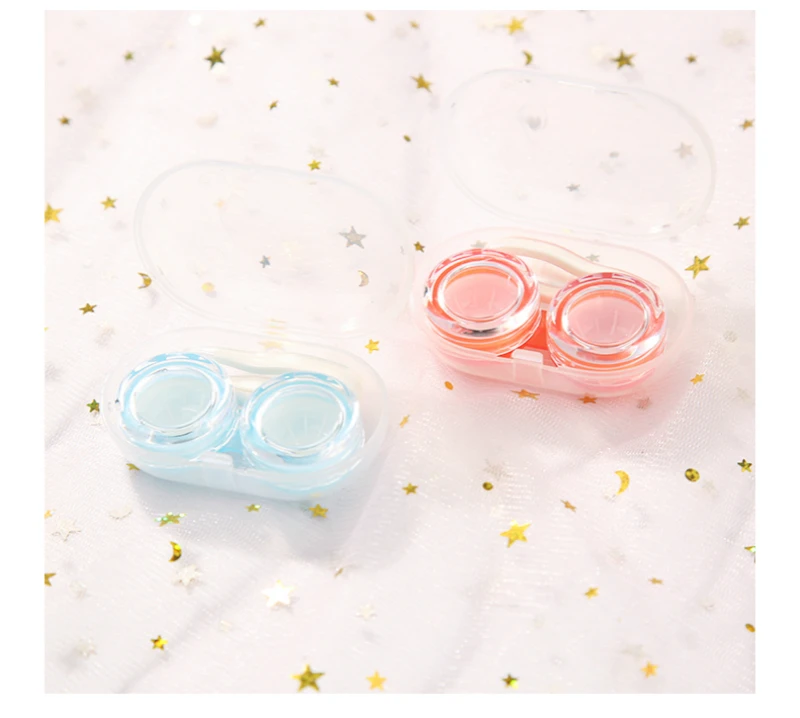 Wholesale High quality plastic Contact Lenses Cases boxes candy color transparent contact lens case