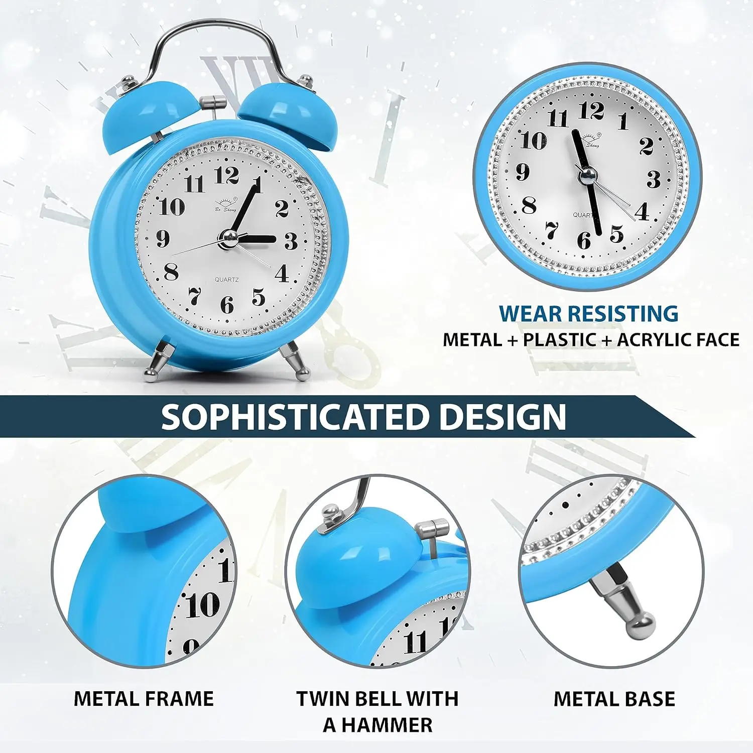 Competitive Price Novelty Metal Desk Clock Analog Quartz Bell Kids