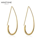 Earrings MINSTONE Jewelry 18K Real Gold Solid Brass Metal Fashion Earrings