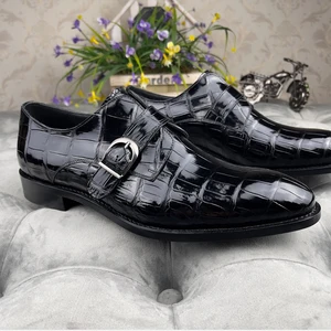 Handmade Customized Men Wedding Shoes Comfort Slip-On Men Shoes High Quality Monk Strap Stylish Crocodile Leather Men's Shoes