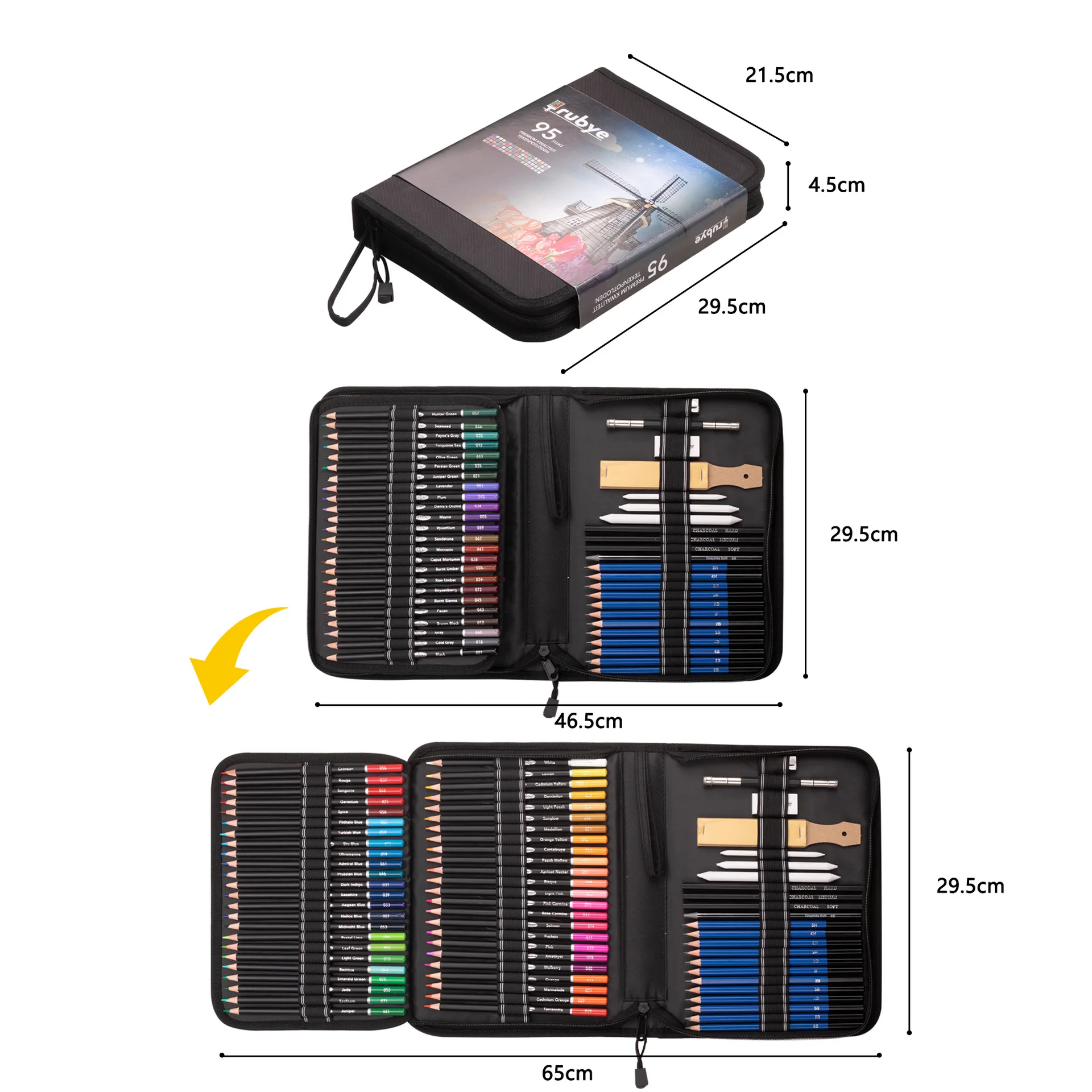 Professional Premium Colored Drawing Pencil Set With Soluble Pencils And Canvas Bag For Adults Artists & Beginners_voghion.com