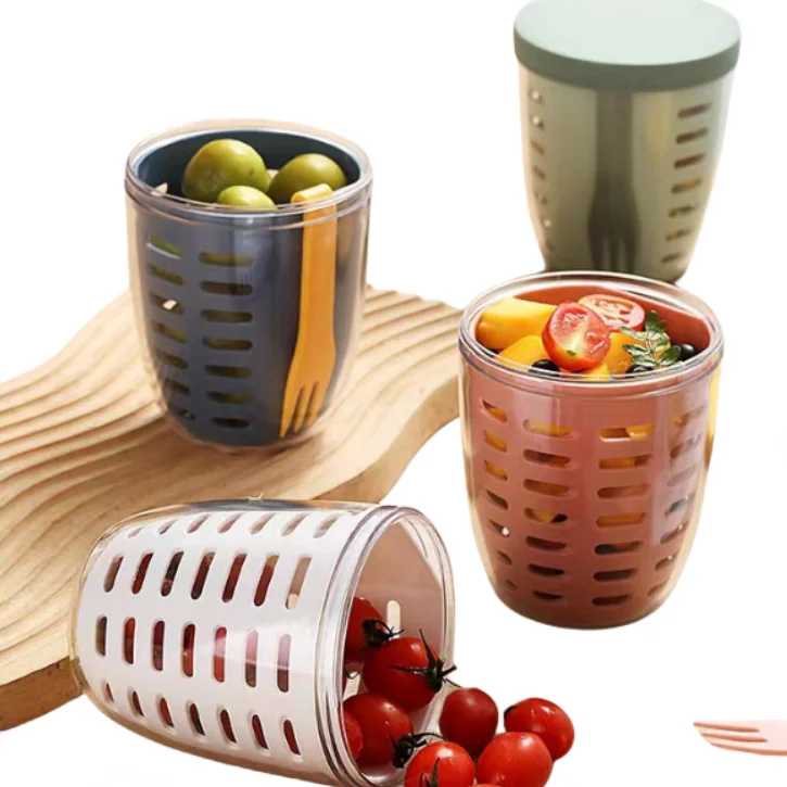 Bpa Free Plastic Screw Lid Round Food Container Storage Pot 500ml Snack