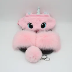 Детская сумка через плечо фиолетового цвета для девочек, забавная сумка с мультяшным единорогом, пушистые плюшевые меховые сланцы