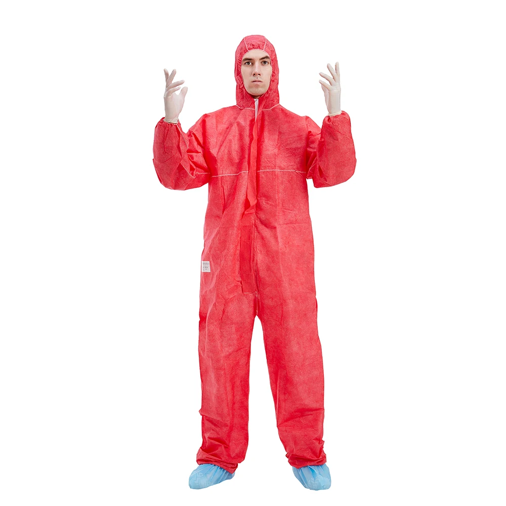 
reusable coverall work wear Protective clothing white 40g red 50g SMS type 5 6 coverall 