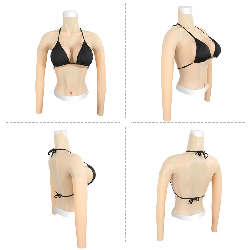 Pseudo Female Transvestite Simulation Silicone Long Sleeve Half Body Breast Male Dressed As Female Pseudo Female Products